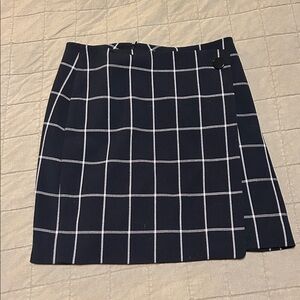 LOFT Black and White Plaid Skirt